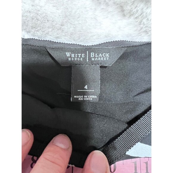 White House Black Market Black & White Tiered Ruffle Skirt women Size 4 - Picture 4 of 5